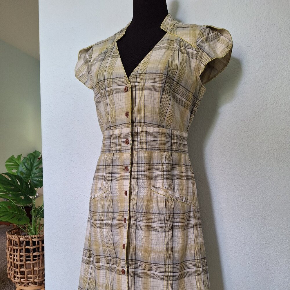Free People Plaid Cotton Dress 12 See Measurements